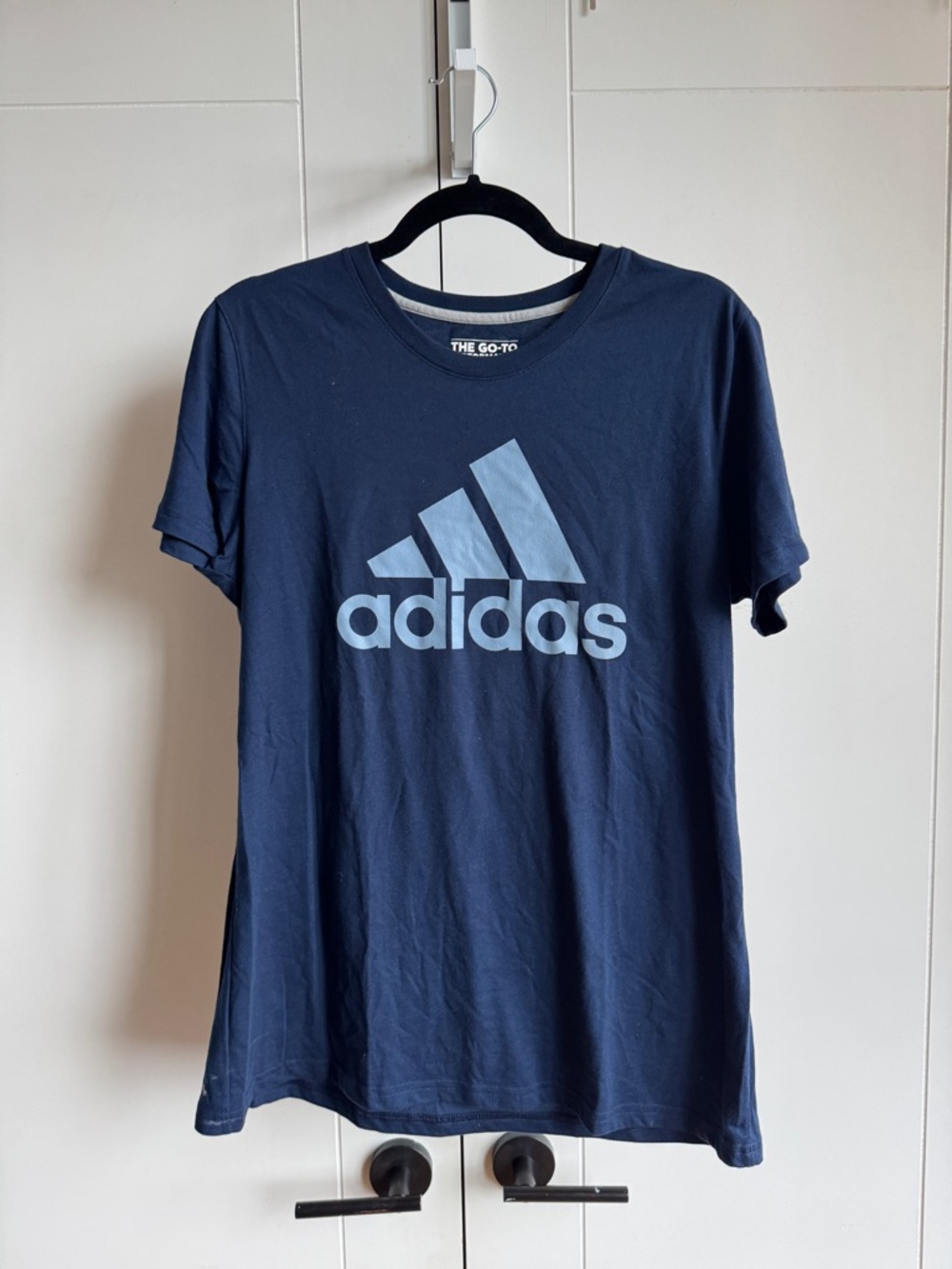 adidas Navy Blue Performance Tee with White Logo